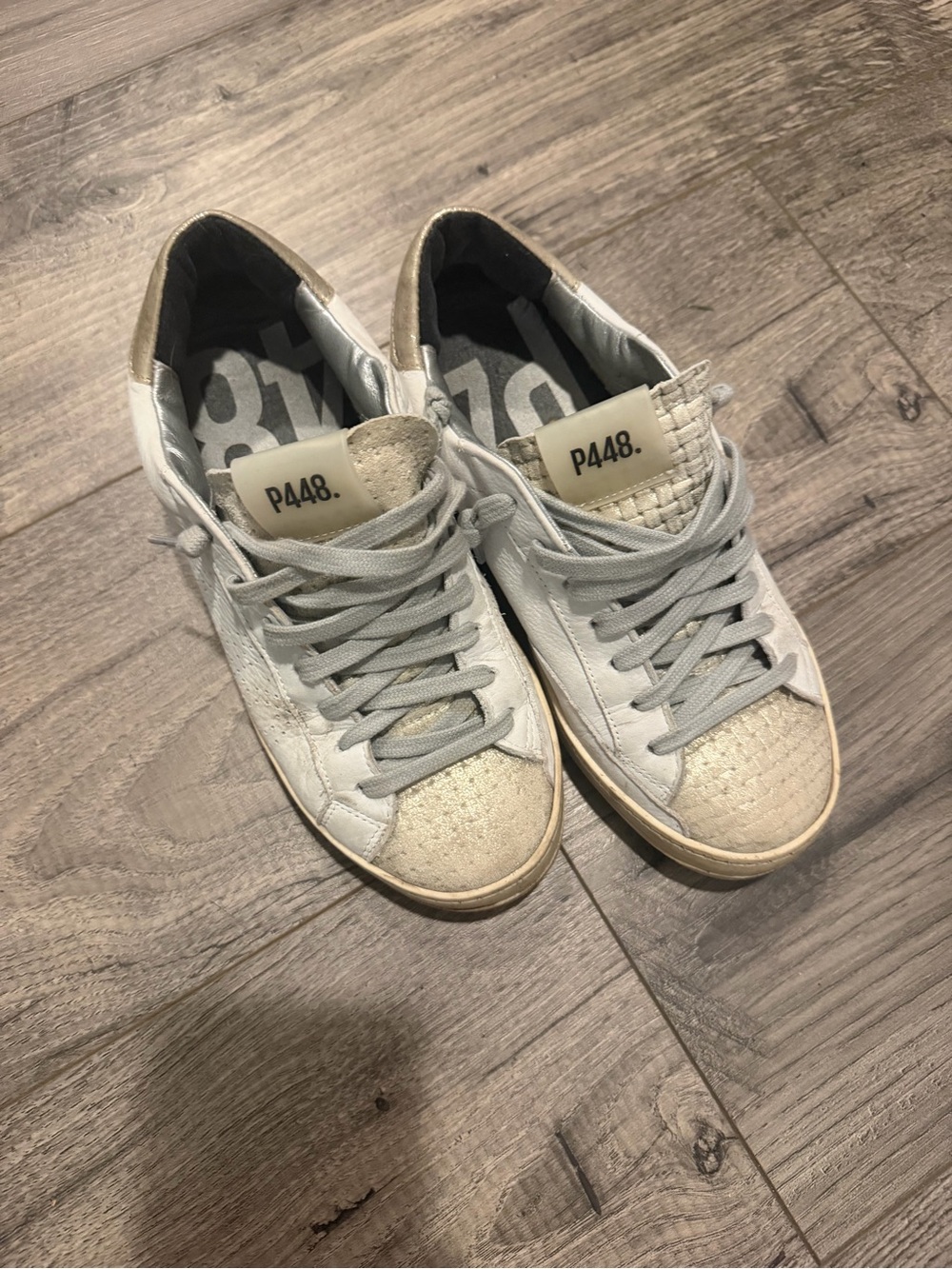 P448 Women’s Low-Top Sneakers in Light Gray and Cream